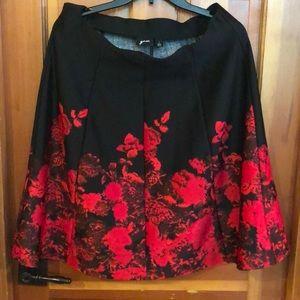 Knee Length Skirt with Rose Design